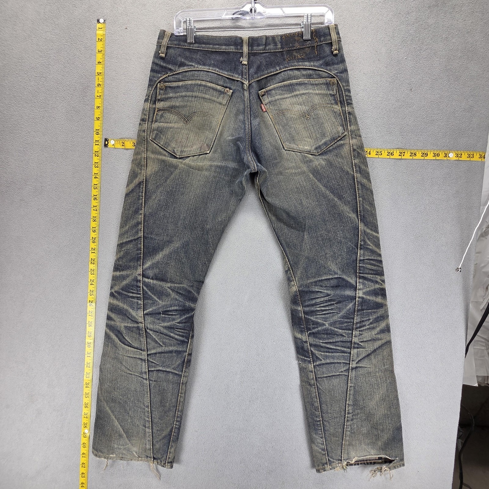 Levis 501 Jeans Mens 31x30 Selvedge Whiskers Destroyed Honeycomb Dirty Wash Lvc